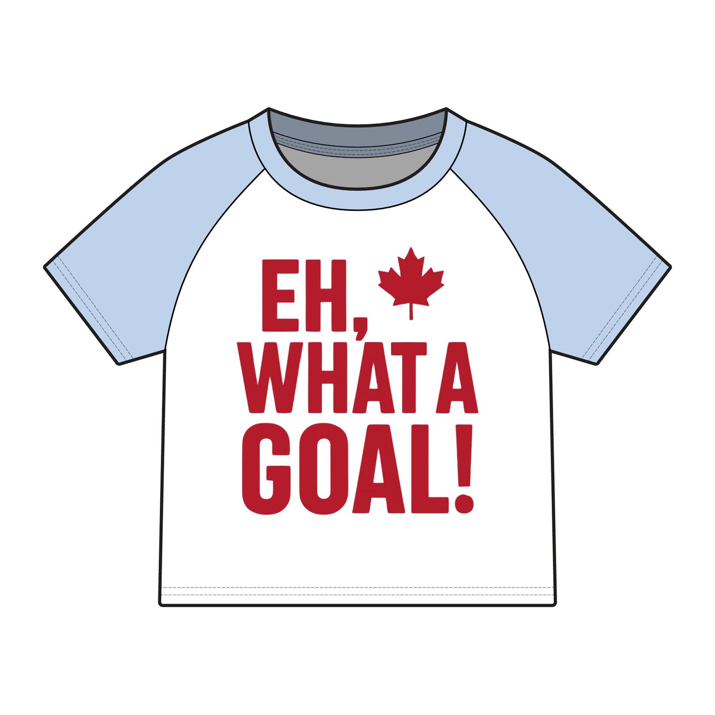 Eh, What a Goal! Raglan Tee — Canada Hockey Fan Shirt