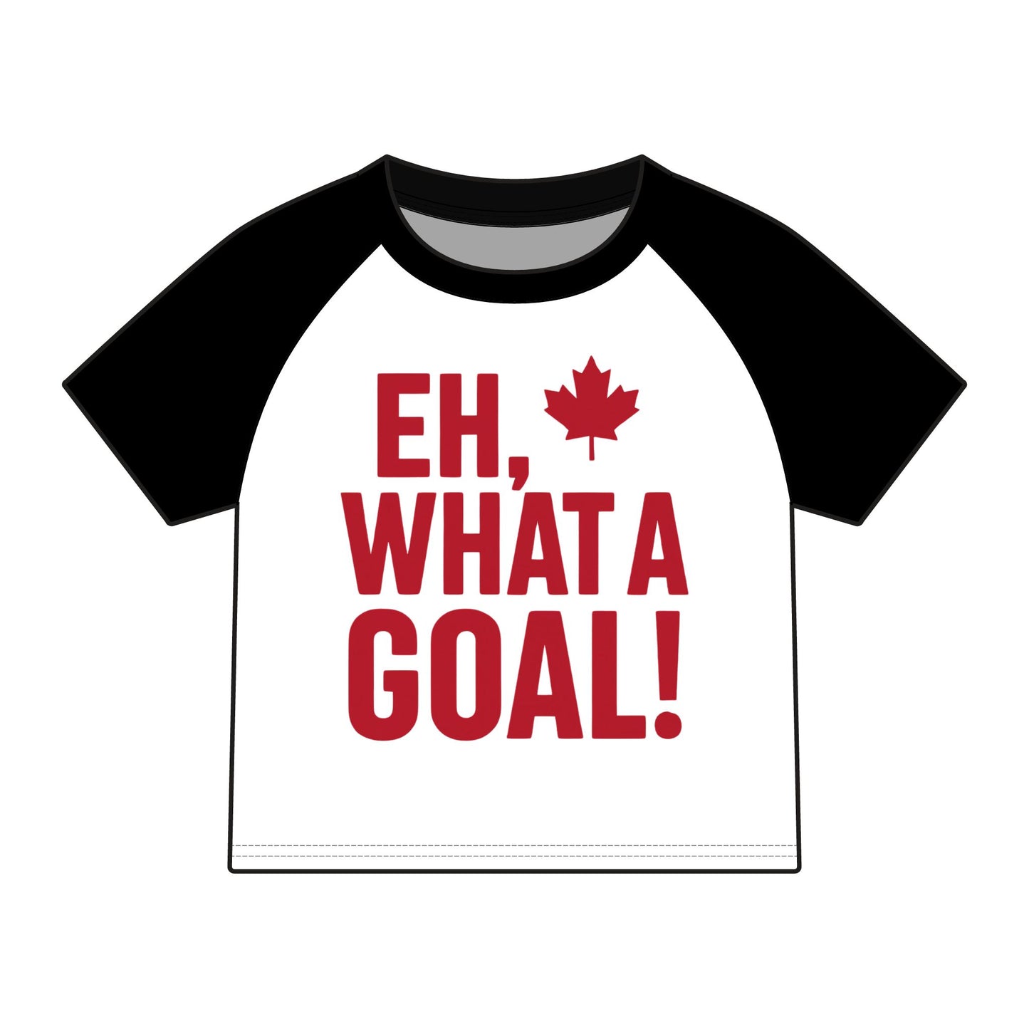 Eh, What a Goal! Raglan Tee — Canada Hockey Fan Shirt
