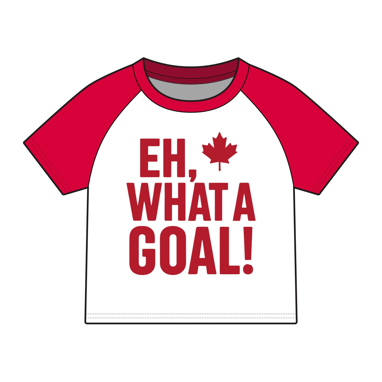 Eh, What a Goal! Raglan Tee — Canada Hockey Fan Shirt