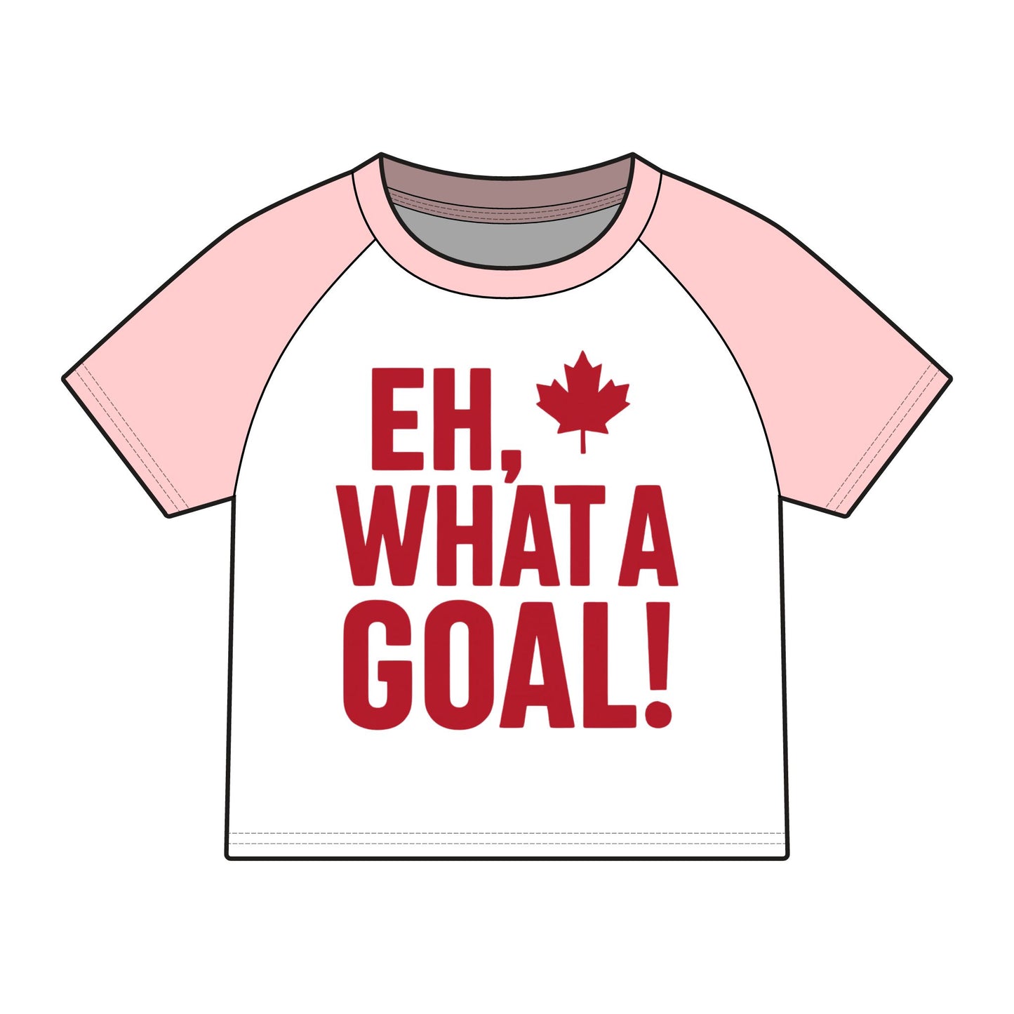Eh, What a Goal! Raglan Tee — Canada Hockey Fan Shirt